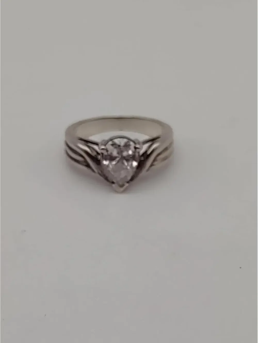 Joseph E Demarco Sterling Ring Pear CZ Size 6 925